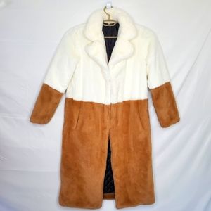 Neutral Color Block Coat - Souk+SEPIA Rasina Faux Fur